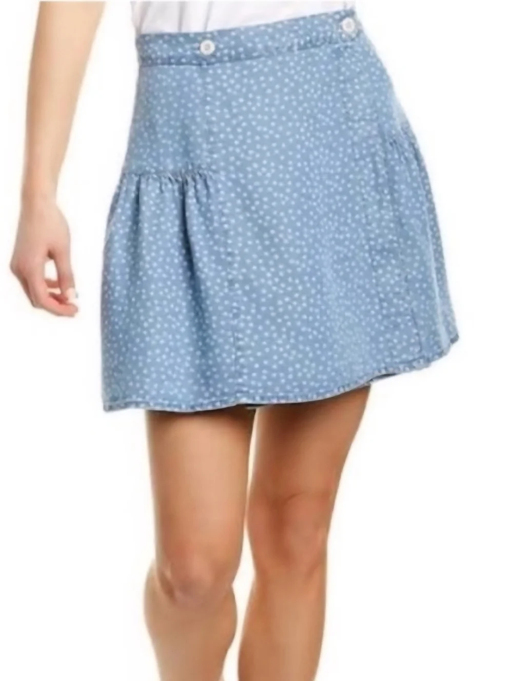 Madewell Shirred Wrap Mini Skirt in Indigo Daisies Sz 4 Ditsy Floral